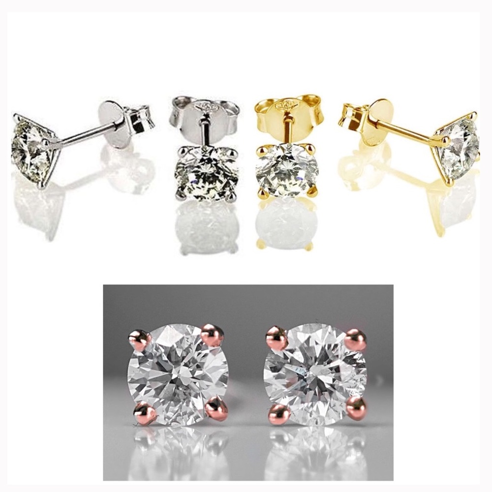 SALE💎1Ct Simulated Diamond 14K Gold Martini Studs